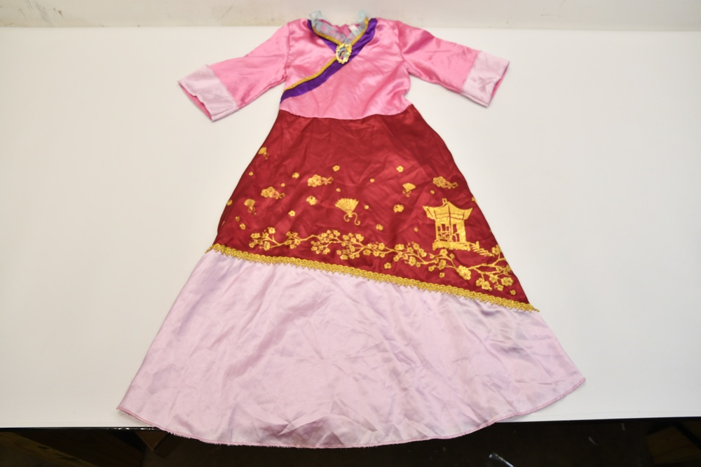 Disney Princess Mulan Dress Costume Girls Size 7-8 Pink Ball Gown Party Glitter